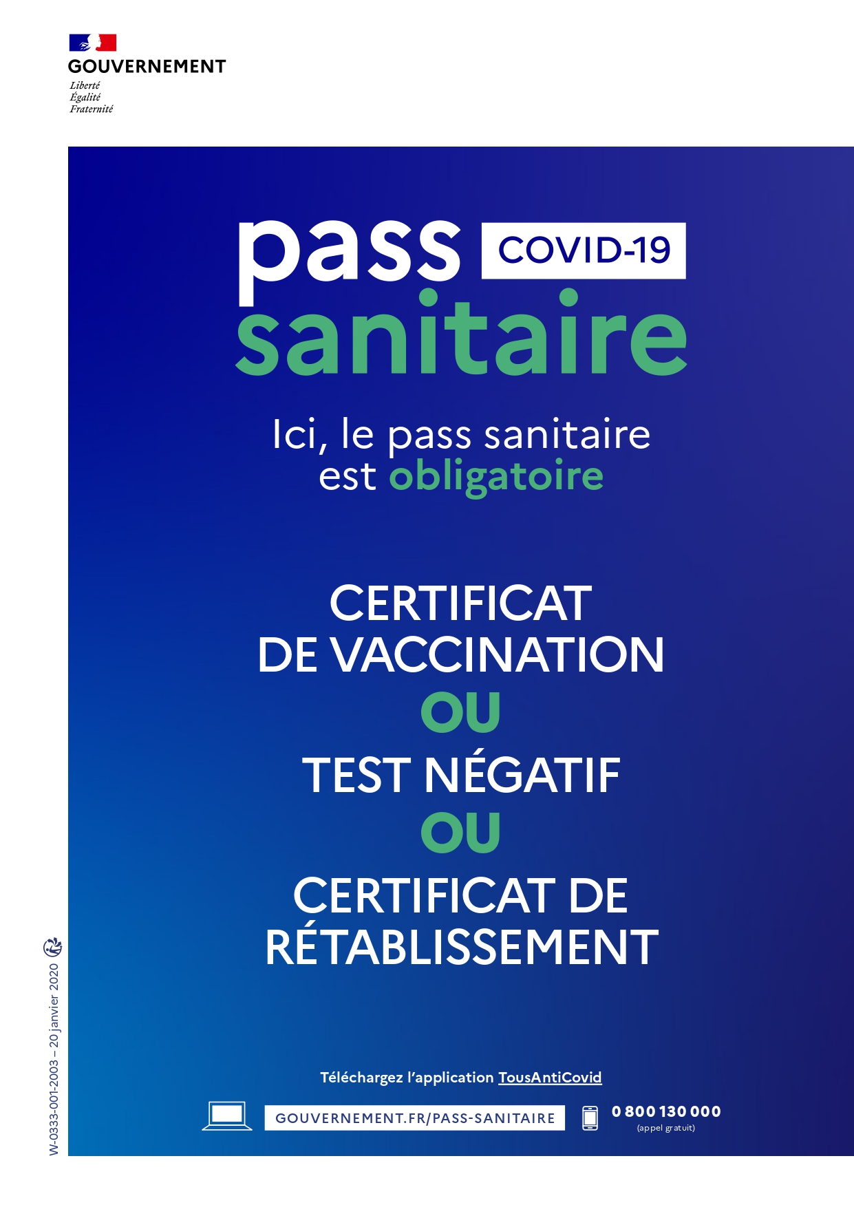 Affiche Pass Sanitaire COVID-19 Affiche Pass Sanitaire COVID-19